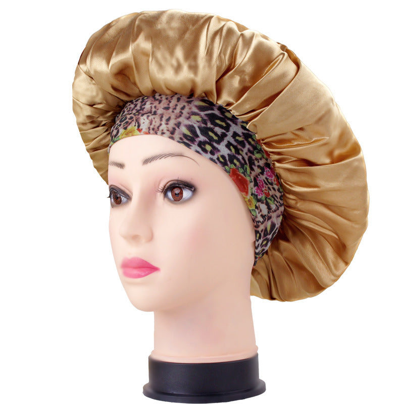 Amazon's New Satin Sleep Cap, Fabric Satin Beauty Cap, Chemotherapy Hair Care Printed Knitted Shower Cap, Simple Hat for Women