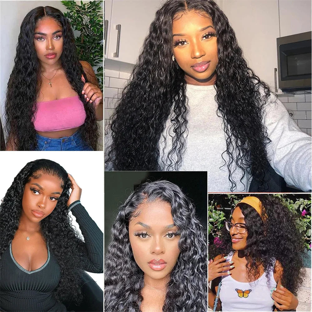 Water Wave V Part Human Hair Wig 180% Density