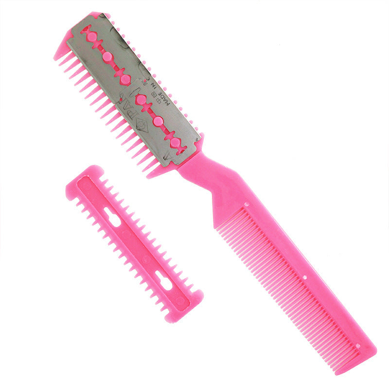 Cross-Border Plastic Hair Cutting Knife Holder Colorful Hair Cutting Thinning Comb Hairdressing Comb Double-Sided Hair Cutting Comb with Blade