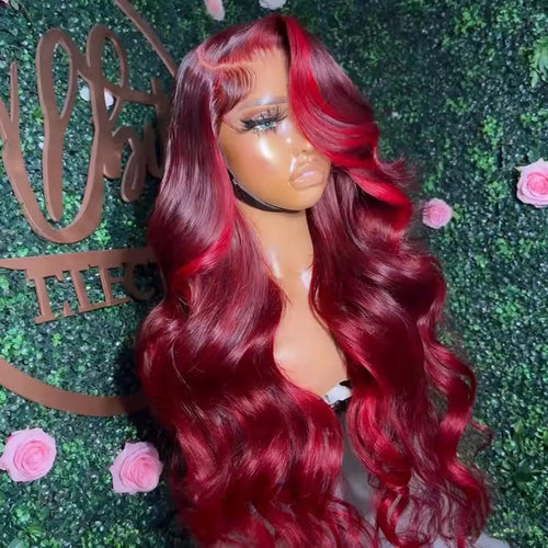 Body Wave Human Hair Wig 13x4 HD Burgundy Lace Front Wig Human Hair