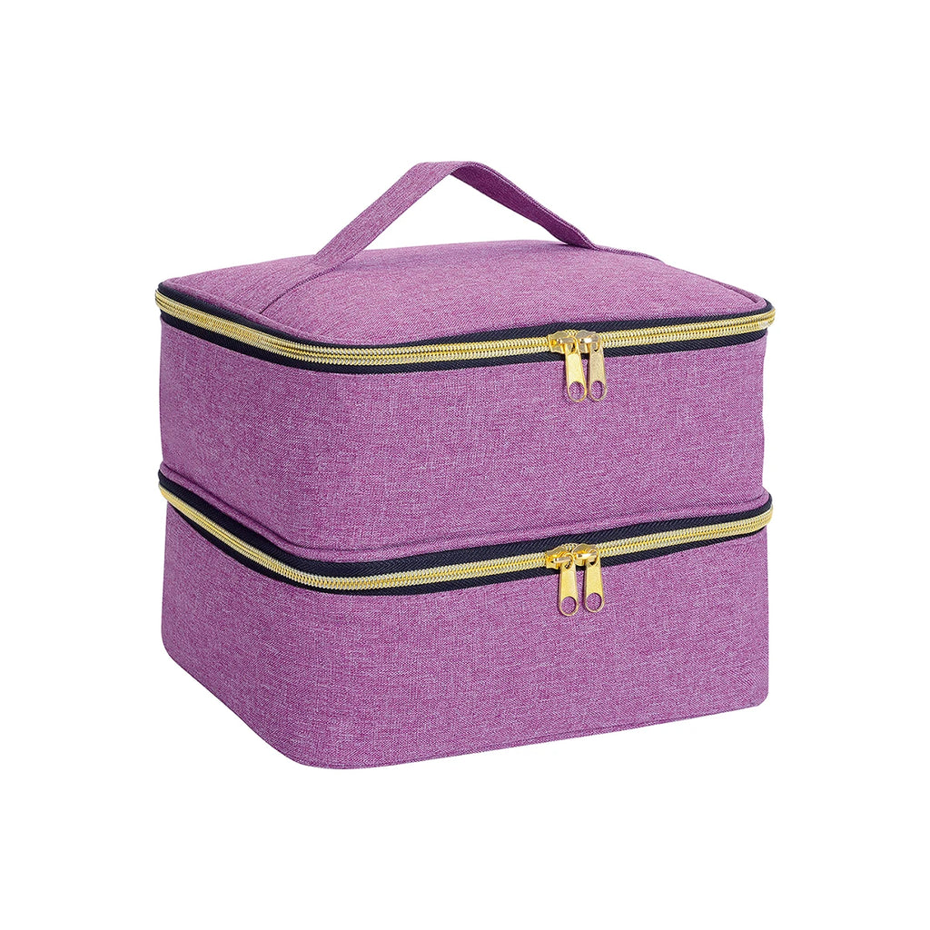 Nail Polish Organizer Handheld Double Layer CosmeticOrganizer Tote Bag For Girls And Women Nail Art, EssentialOil, Cosmetic Set