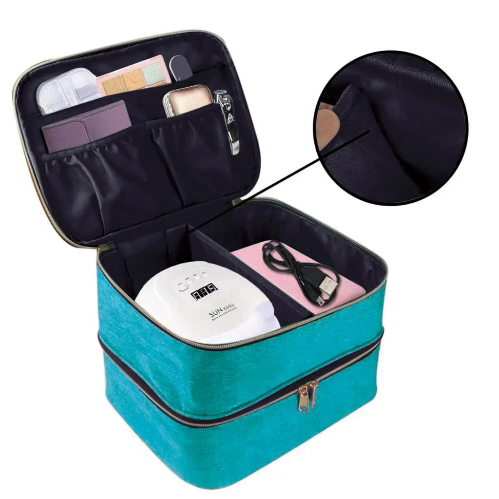 Nail Polish Organizer Handheld Double Layer CosmeticOrganizer Tote Bag For Girls And Women Nail Art, EssentialOil, Cosmetic Set
