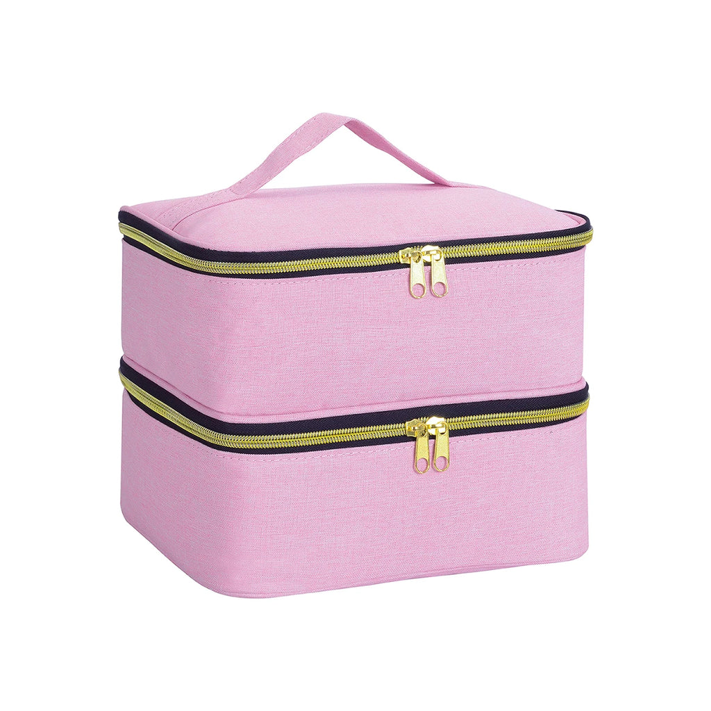 Nail Polish Organizer Handheld Double Layer CosmeticOrganizer Tote Bag For Girls And Women Nail Art, EssentialOil, Cosmetic Set