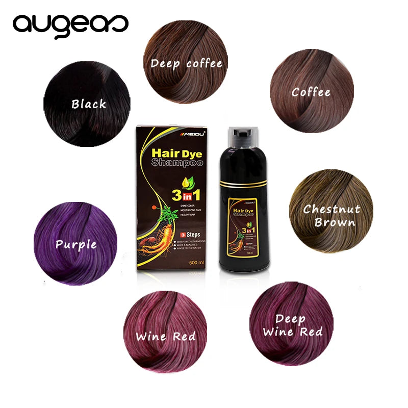 Wholesale Manufacturer Ginseng a Wash 3 in 1 Color Best Herbal Thailand Fast Magic Permanent Meidu Brown Black Hair Dye Shampoo