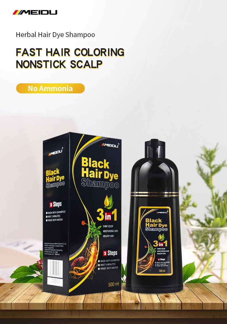 Wholesale Manufacturer Ginseng a Wash 3 in 1 Color Best Herbal Thailand Fast Magic Permanent Meidu Brown Black Hair Dye Shampoo