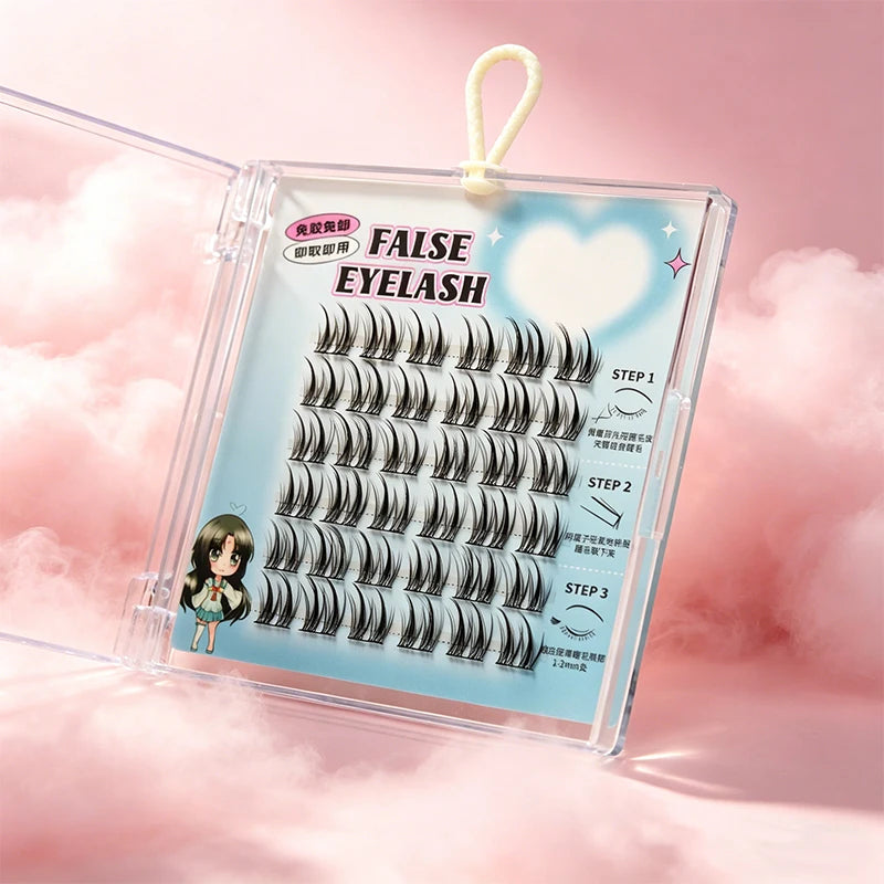 0.07mm PBT Reusable C Curl Glueless Lash Extensions CNK Self-Adhesive Cluster Lashes for Salon Use