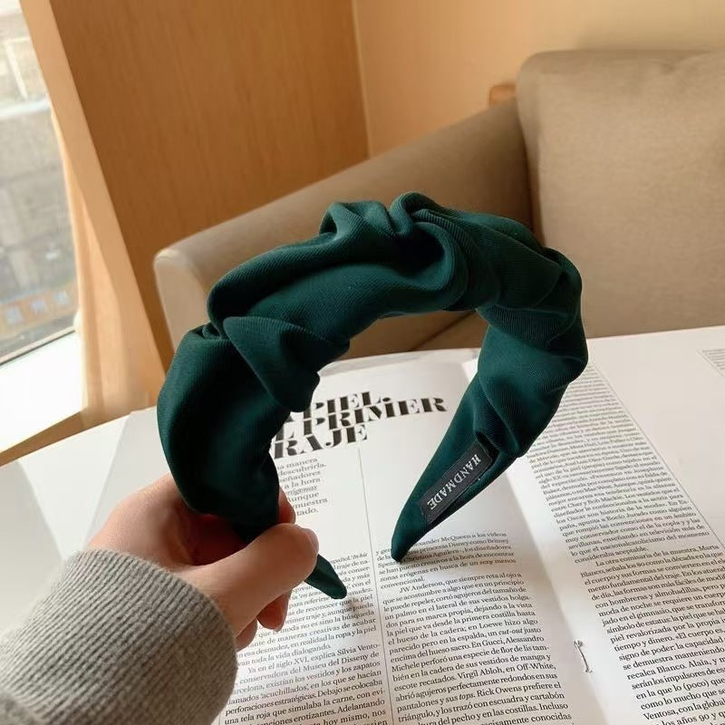 South Korea Dongdaemun Women's Folded Hair Band Fabric High Cranial Top French Folded Hair Cave Wash Face Hair Band Hair Accessories