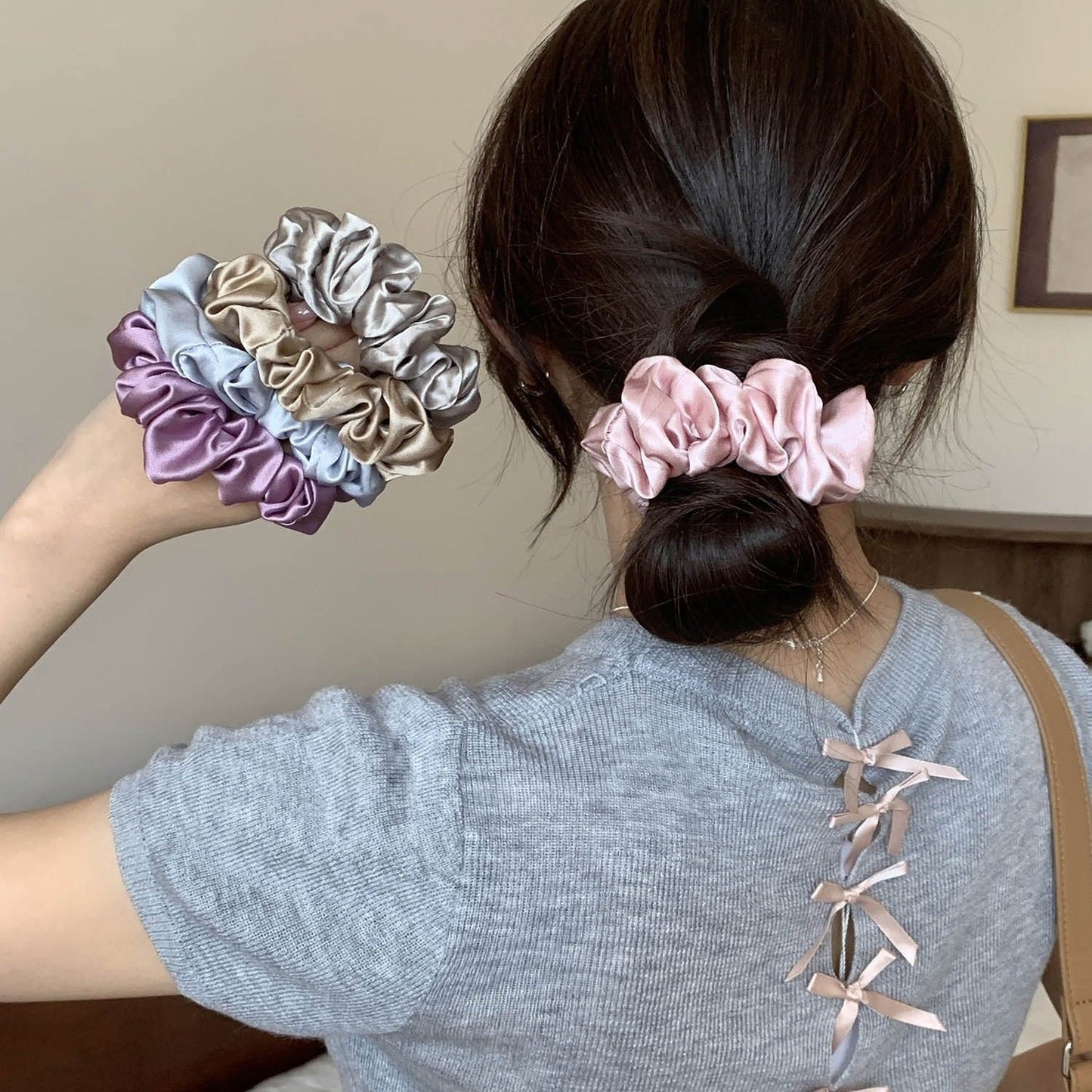 C Silk Scrunchie 19mm 100% Mulberry Silk High Elasticity 3.5cm French Hair Care Ins Hair Tie Scrunchie