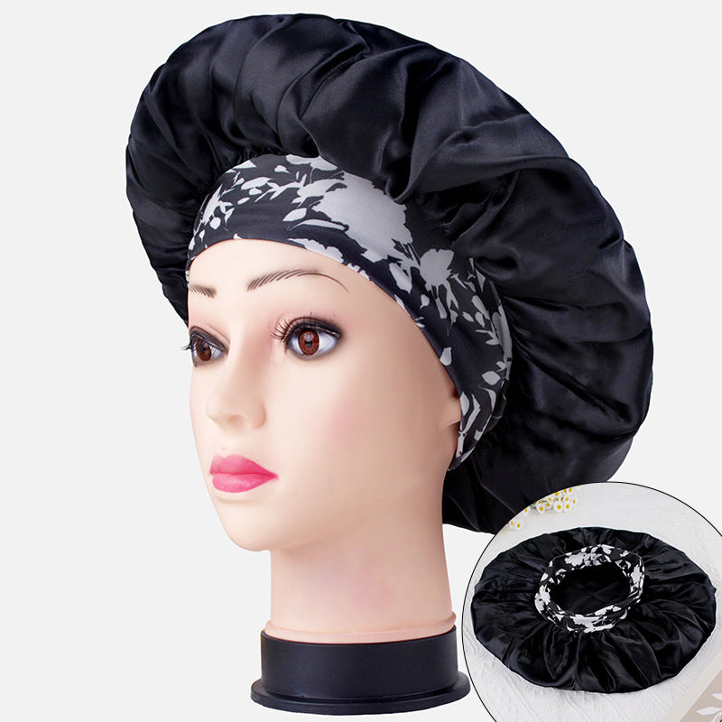 Amazon's New Satin Sleep Cap, Fabric Satin Beauty Cap, Chemotherapy Hair Care Printed Knitted Shower Cap, Simple Hat for Women
