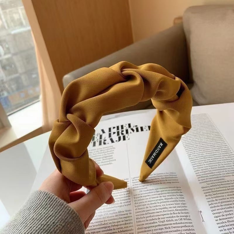 South Korea Dongdaemun Women's Folded Hair Band Fabric High Cranial Top French Folded Hair Cave Wash Face Hair Band Hair Accessories