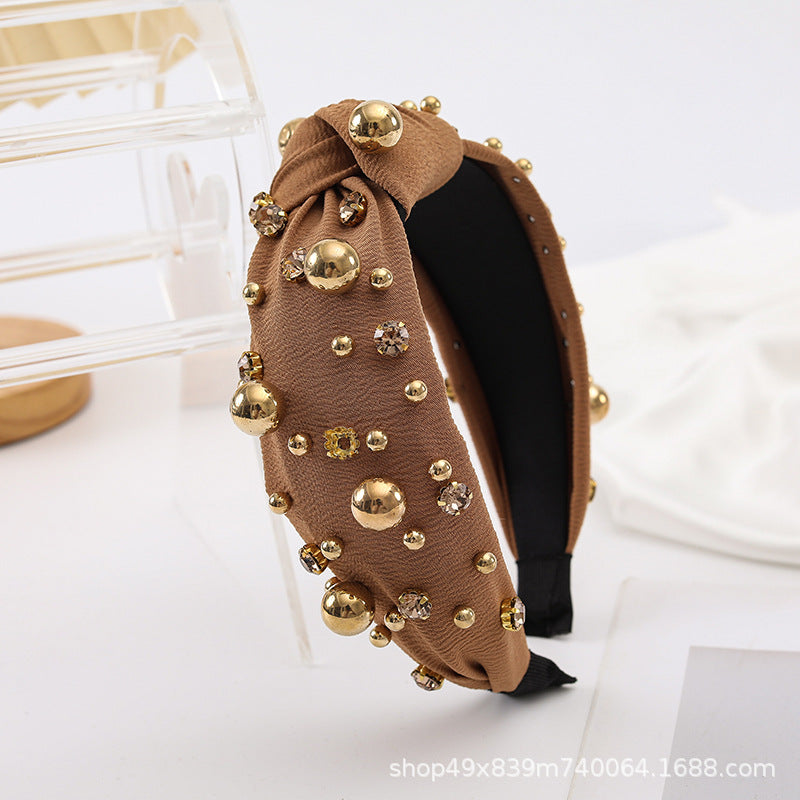 French Pearl Hair Band New Diamond-encrusted Fashion Hair Band Women's Temperament Color Full Diamond Joker Multicolor Hair Accessories Wholesale