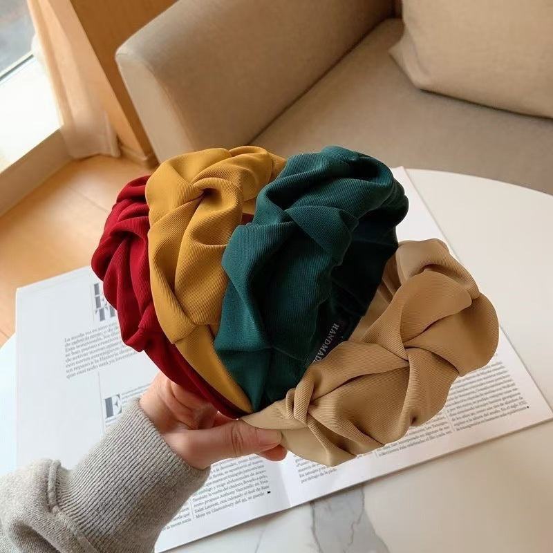 South Korea Dongdaemun Women's Folded Hair Band Fabric High Cranial Top French Folded Hair Cave Wash Face Hair Band Hair Accessories