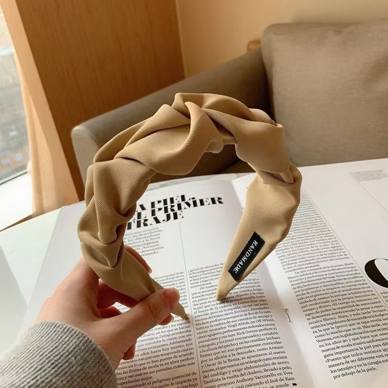 South Korea Dongdaemun Women's Folded Hair Band Fabric High Cranial Top French Folded Hair Cave Wash Face Hair Band Hair Accessories