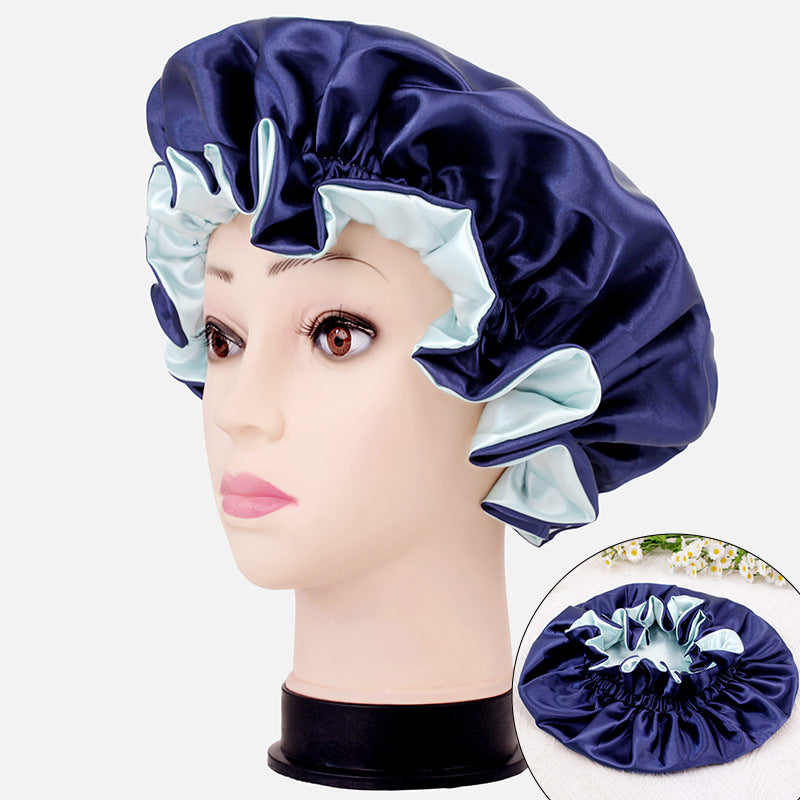 2026 New Style Solid Color Lace Beauty and Hair Care Women's Postpartum Hat Satin Elastic Wide-Brimmed Double-Layer Warm Hat