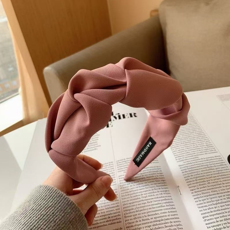 South Korea Dongdaemun Women's Folded Hair Band Fabric High Cranial Top French Folded Hair Cave Wash Face Hair Band Hair Accessories