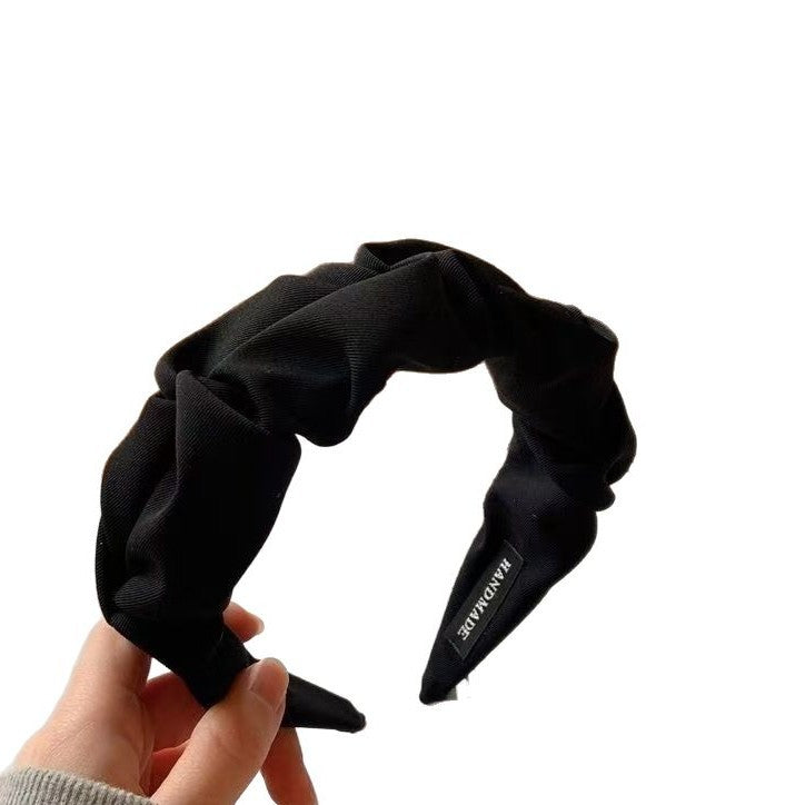 South Korea Dongdaemun Women's Folded Hair Band Fabric High Cranial Top French Folded Hair Cave Wash Face Hair Band Hair Accessories