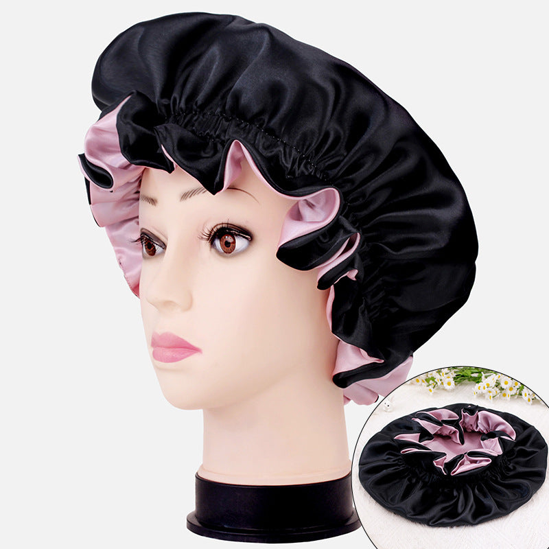 2026 New Style Solid Color Lace Beauty and Hair Care Women's Postpartum Hat Satin Elastic Wide-Brimmed Double-Layer Warm Hat