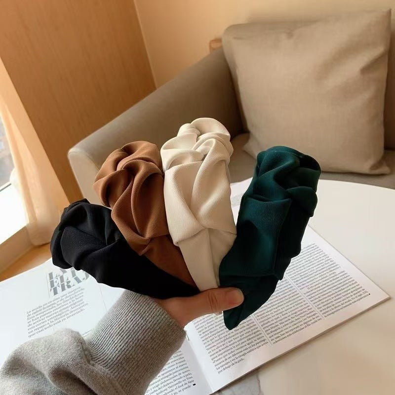 South Korea Dongdaemun Women's Folded Hair Band Fabric High Cranial Top French Folded Hair Cave Wash Face Hair Band Hair Accessories