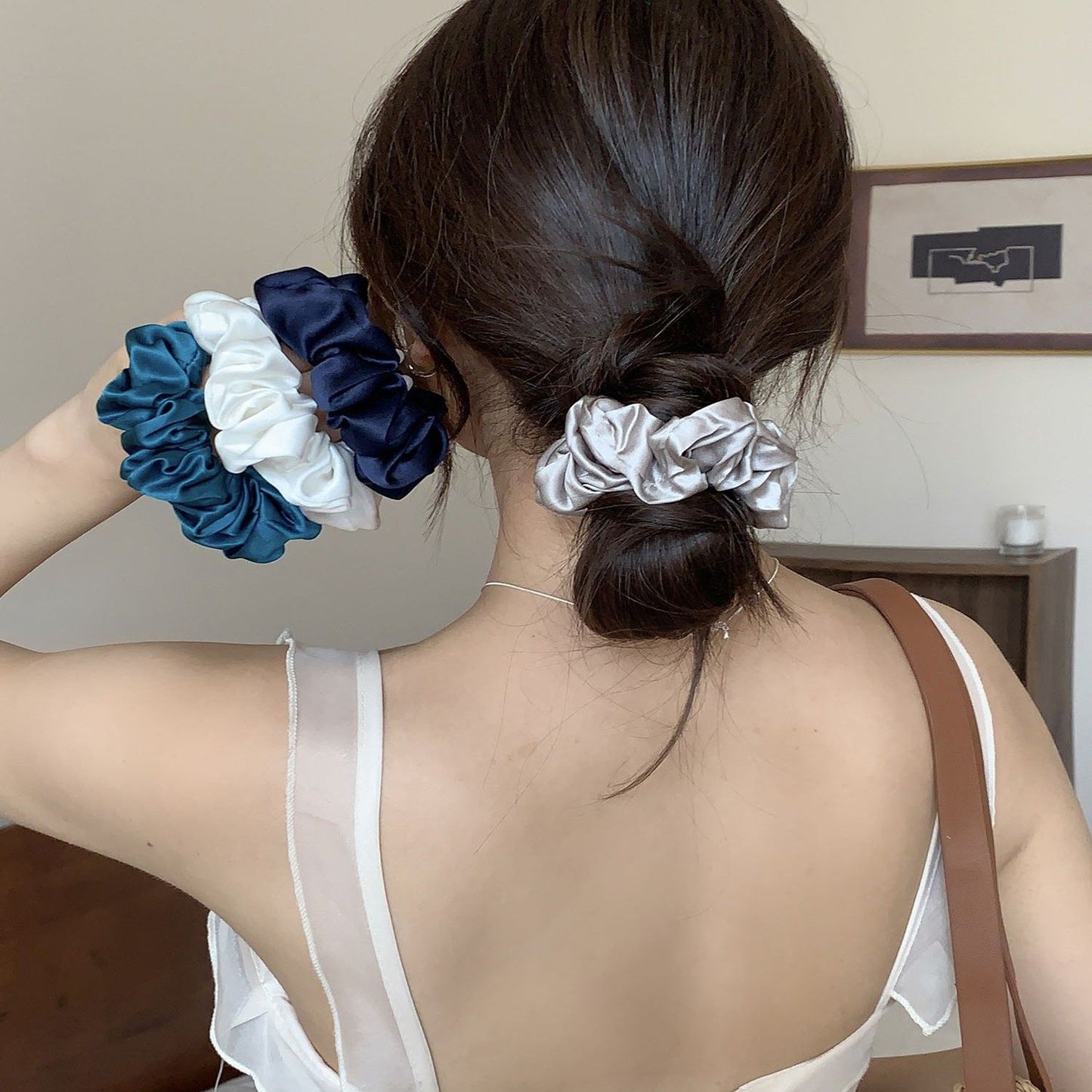 C Silk Scrunchie 19mm 100% Mulberry Silk High Elasticity 3.5cm French Hair Care Ins Hair Tie Scrunchie
