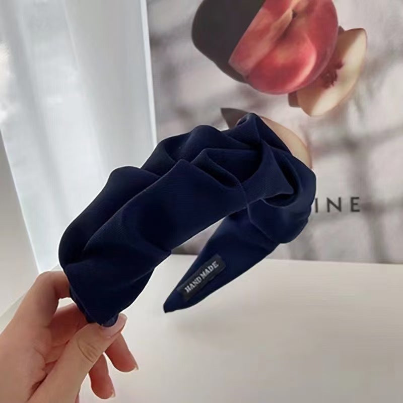 South Korea Dongdaemun Women's Folded Hair Band Fabric High Cranial Top French Folded Hair Cave Wash Face Hair Band Hair Accessories