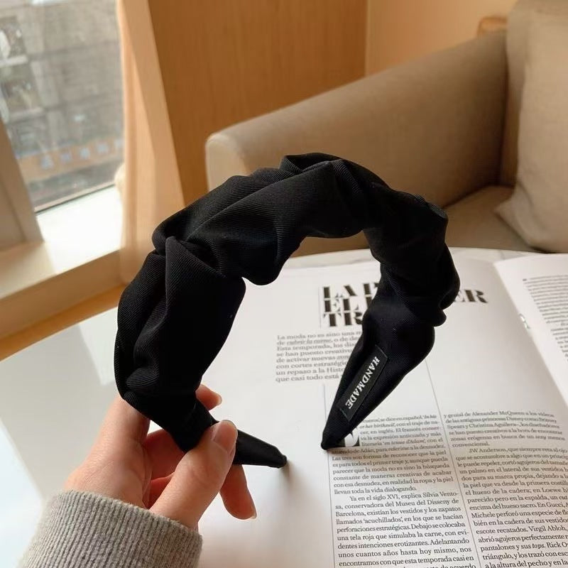 South Korea Dongdaemun Women's Folded Hair Band Fabric High Cranial Top French Folded Hair Cave Wash Face Hair Band Hair Accessories