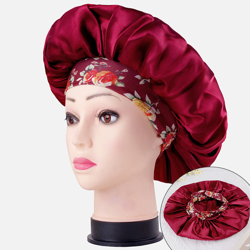 Amazon's New Satin Sleep Cap, Fabric Satin Beauty Cap, Chemotherapy Hair Care Printed Knitted Shower Cap, Simple Hat for Women