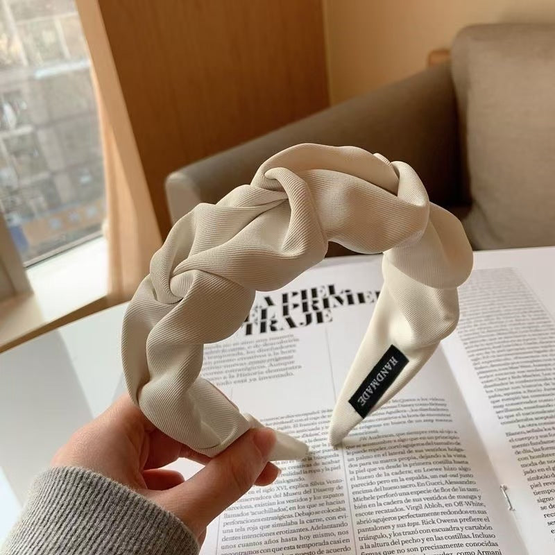 South Korea Dongdaemun Women's Folded Hair Band Fabric High Cranial Top French Folded Hair Cave Wash Face Hair Band Hair Accessories