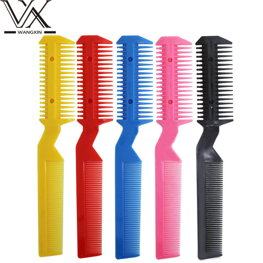 Cross-Border Plastic Hair Cutting Knife Holder Colorful Hair Cutting Thinning Comb Hairdressing Comb Double-Sided Hair Cutting Comb with Blade
