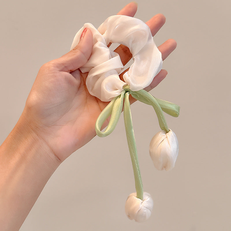 2026 Summer New Style Hair Ties, High Elasticity, Handmade Versatile Hair Accessories, Sweet and Beautiful Women's Tulip Hair Ties, Hair Accessories Wholesale