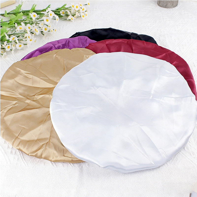 Amazon's New Satin Sleep Cap, Fabric Satin Beauty Cap, Chemotherapy Hair Care Printed Knitted Shower Cap, Simple Hat for Women