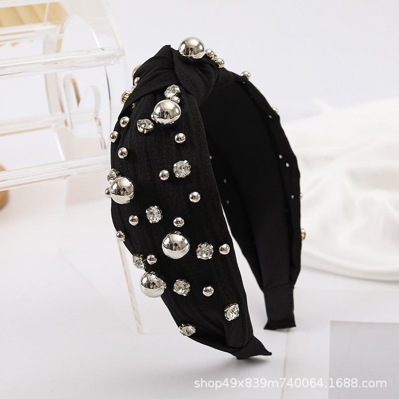 French Pearl Hair Band New Diamond-encrusted Fashion Hair Band Women's Temperament Color Full Diamond Joker Multicolor Hair Accessories Wholesale