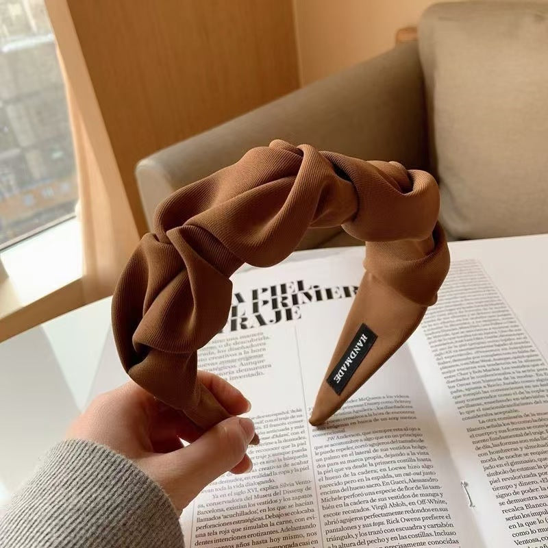 South Korea Dongdaemun Women's Folded Hair Band Fabric High Cranial Top French Folded Hair Cave Wash Face Hair Band Hair Accessories