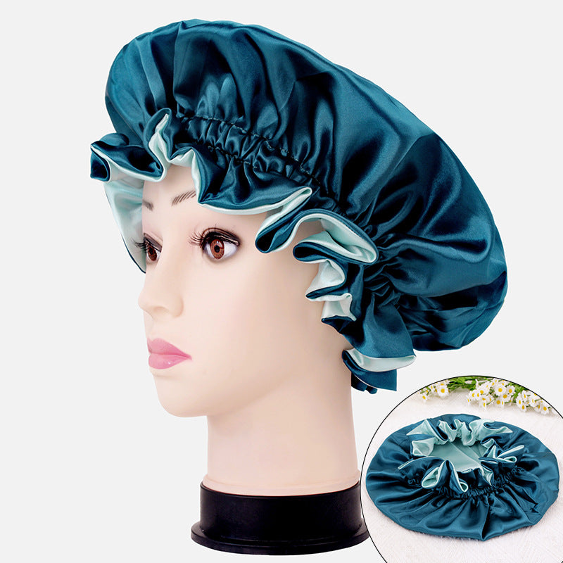 2026 New Style Solid Color Lace Beauty and Hair Care Women's Postpartum Hat Satin Elastic Wide-Brimmed Double-Layer Warm Hat