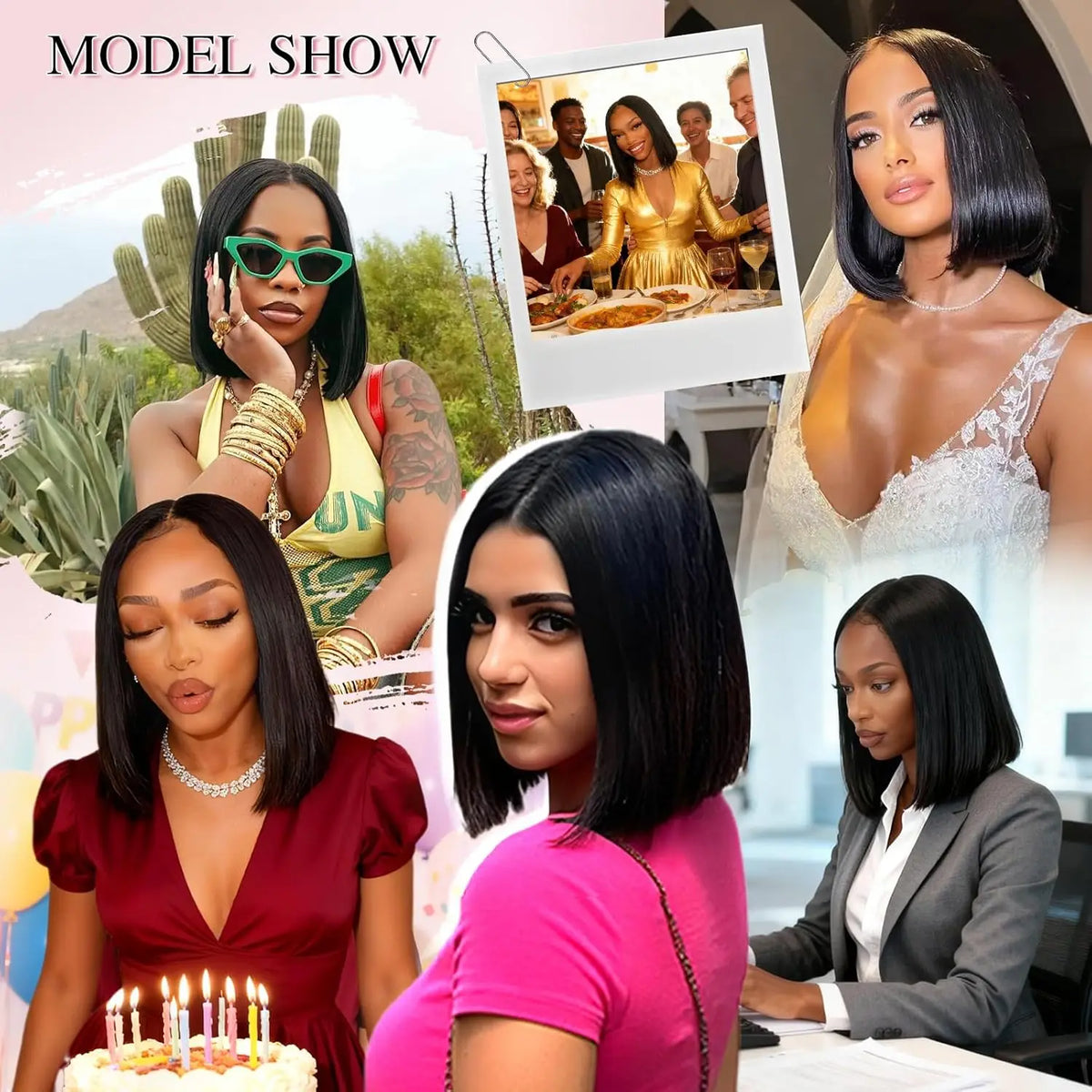 Straight Bob Glueless Wigs Human Hair 180% Density 4x6 HD Lace Closure Glueless Human Hair Wigs Wear and Go Pre Plucked Pre Cut