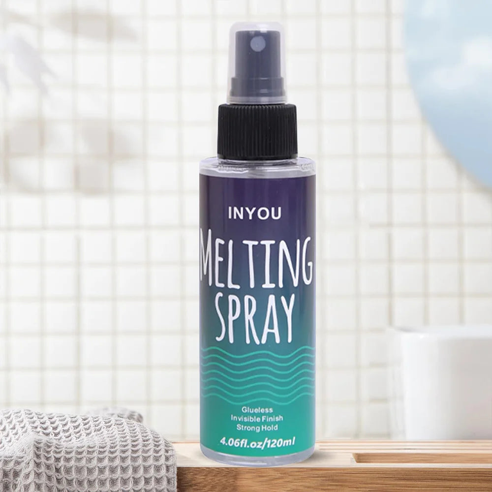 120MLLace Melting and Holding Spray Adhesives Remover Glue-Less Hair Adhesive for Wig Strong Natural Finishing Hold with Control