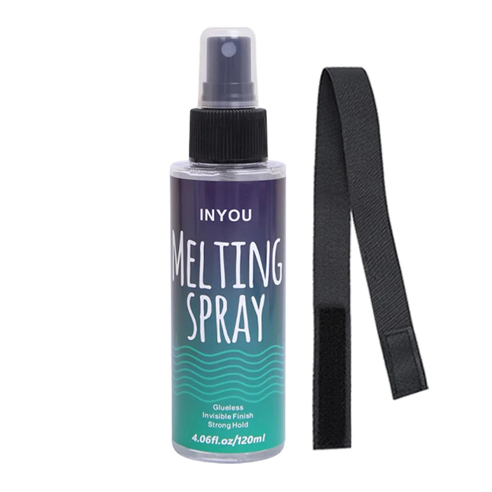 120MLLace Melting and Holding Spray Adhesives Remover Glue-Less Hair Adhesive for Wig Strong Natural Finishing Hold with Control