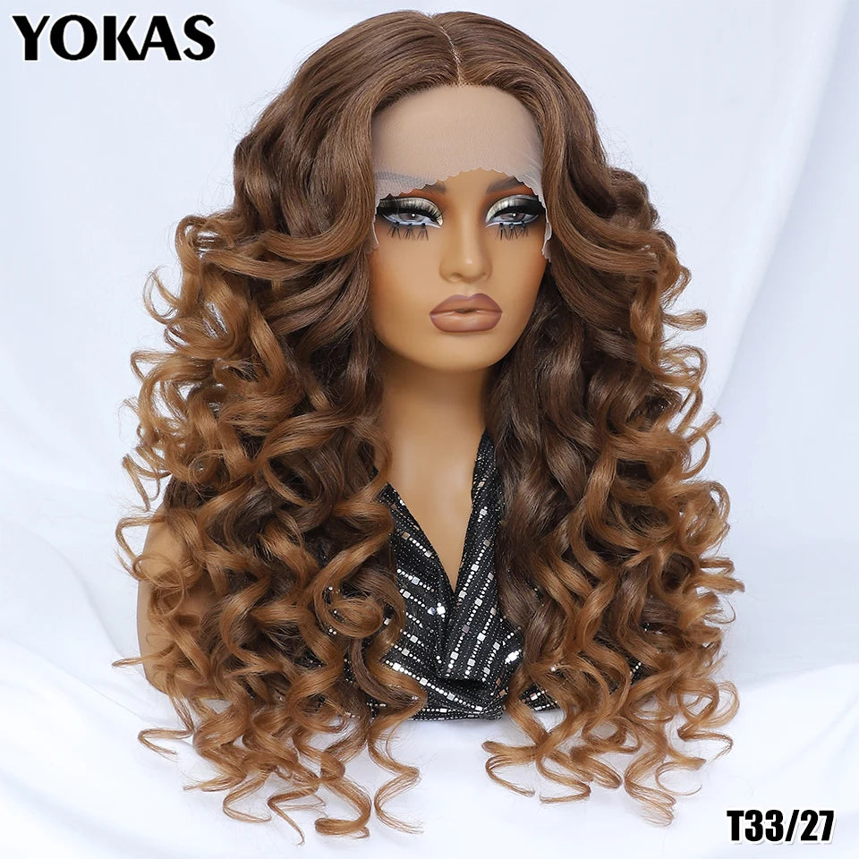 Lace Front Wigs Curly Latisha Synthetic High Quality Blonde Pink Blue Black White Red Brown Wig With Baby Hair For African Women