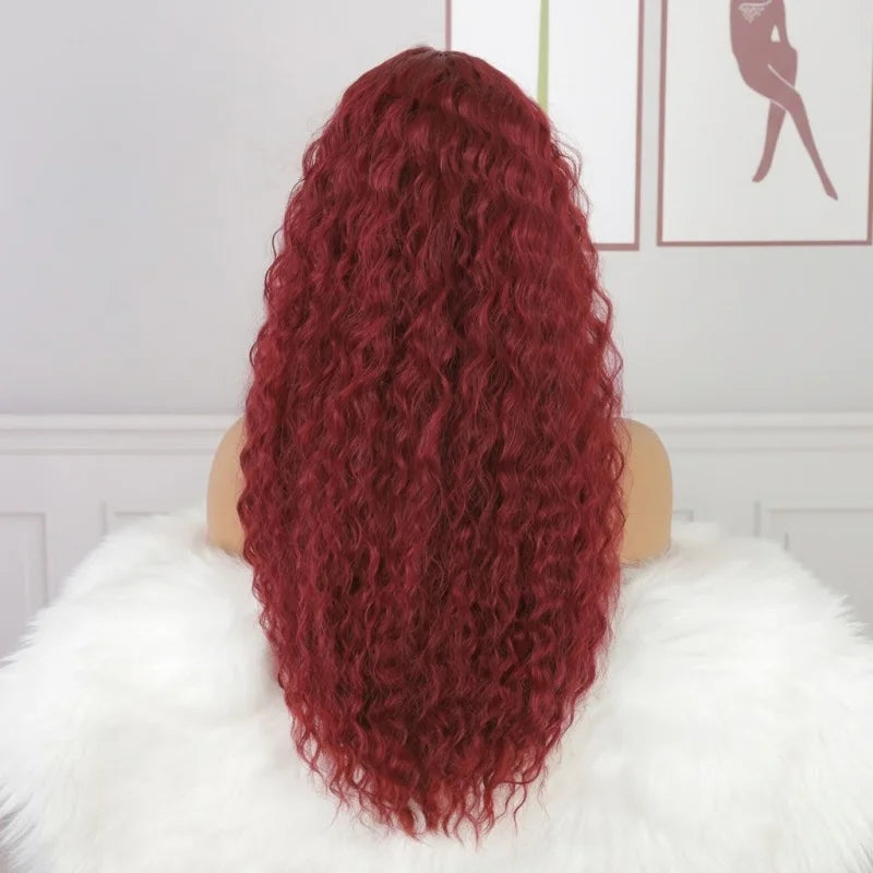Lace Front Long Curly Wig Synthetic Hair Heat Resistant Natural Loose Wave Elegant Style Daily Party Cosplay for Women