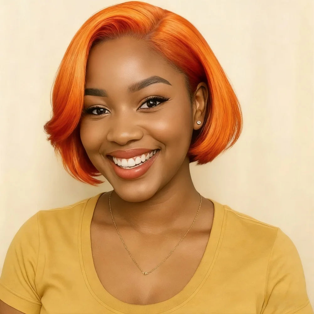 Short Straight Bob Human Hair Wig 13x4 Lace Front Pixie Cut 180% Density Glossy Finish Frontal Wig Natural Look