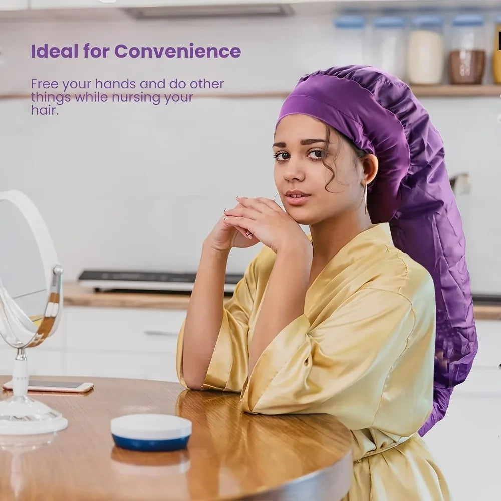 Bonnet Hooded Hair Dryer Attachment Extra Large Adjustable Deep Conditioning Cap Drying Heat Cap with Elastic Strap Fast Drying
