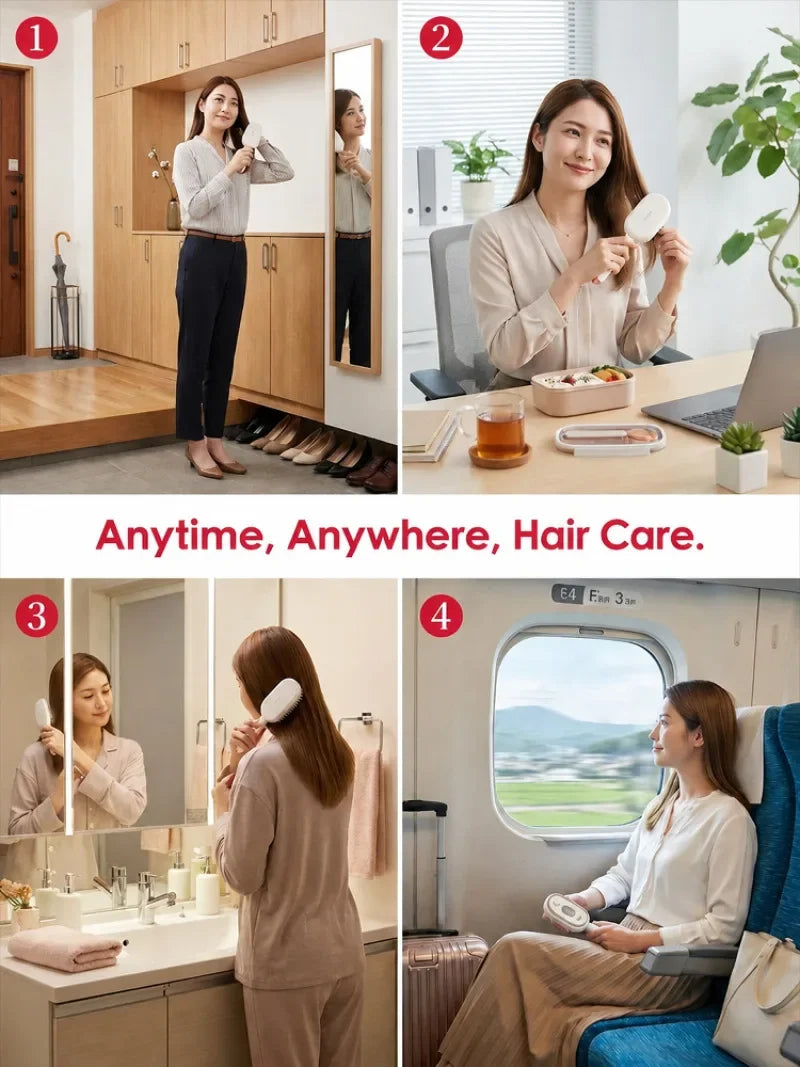 Electric Spray Hair Brush 2-In-1 Misting Hair Brush with Water Spray Reduce Frizz Anti-Static Retractable Steam Massage Comb