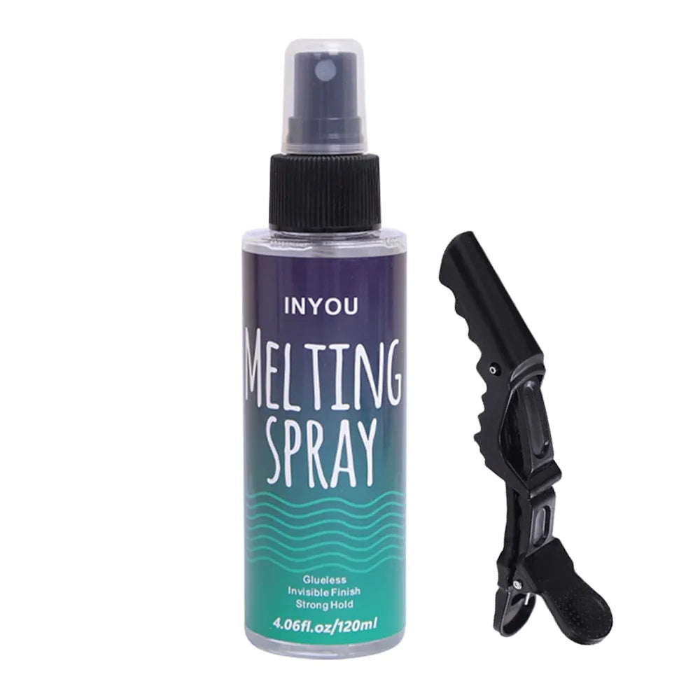 120MLLace Melting and Holding Spray Adhesives Remover Glue-Less Hair Adhesive for Wig Strong Natural Finishing Hold with Control