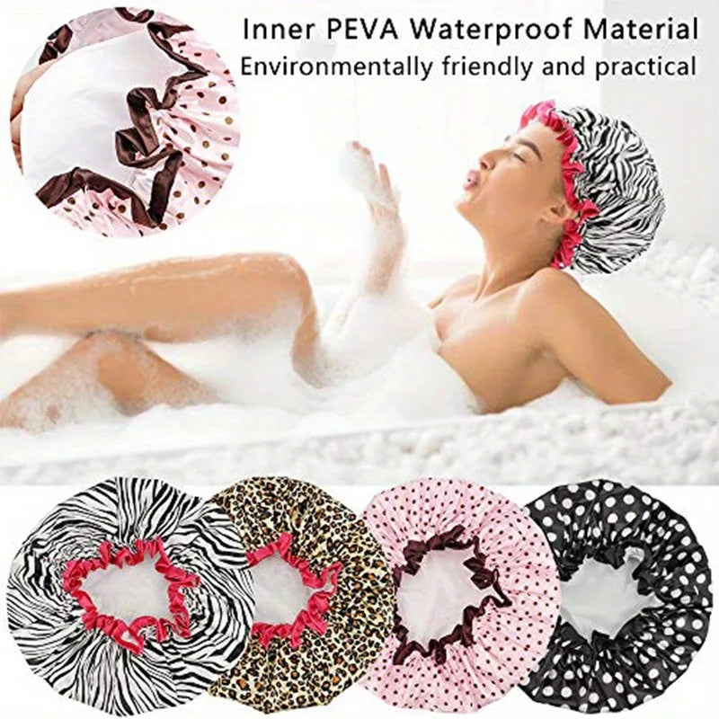 WATERPROOF DOUBLE LAYER SHOWER CAP FOR WOMEN