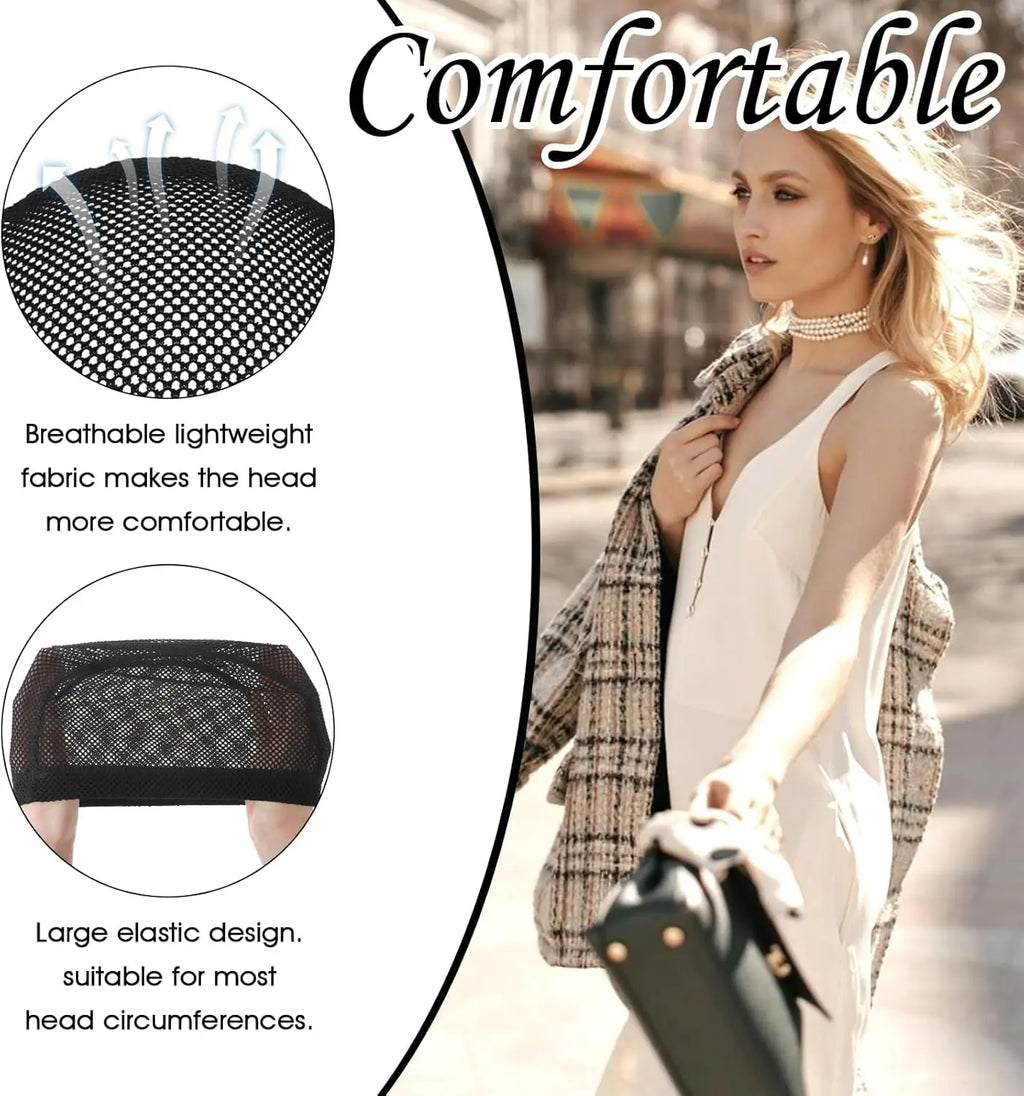 Wig Cap Black Crochet Wig Caps Stretchable Mesh Wig Caps Non Slip Hair Nets Weaving Cap for Making and Keeping Wig
