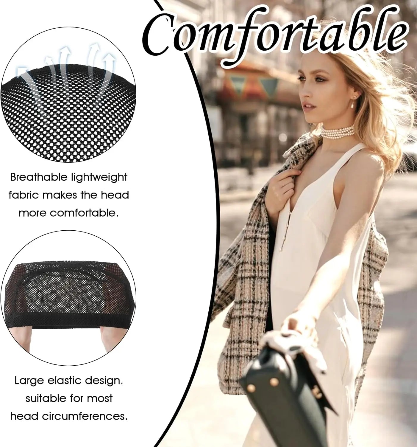 Wig Cap Black Crochet Wig Caps Stretchable Mesh Wig Caps Non Slip Hair Nets Weaving Cap for Making and Keeping Wig