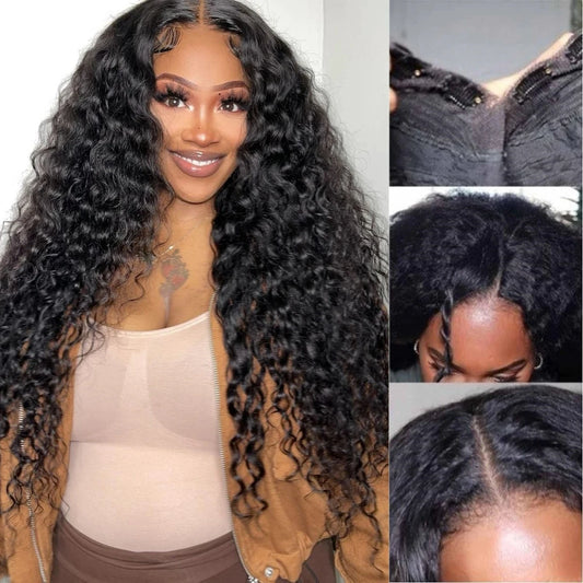 Water Wave V Part Human Hair Wig 180% Density