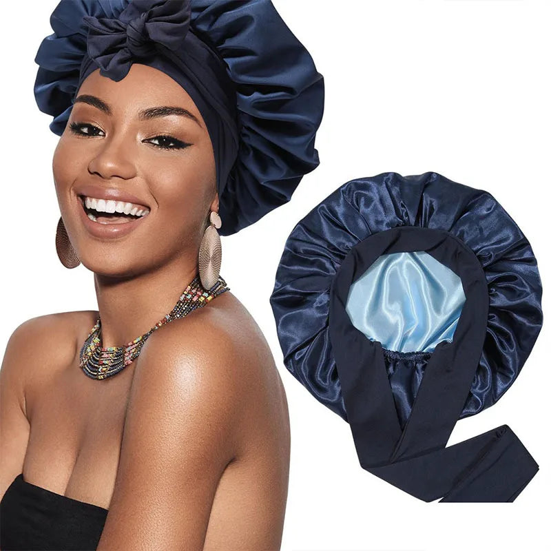 REVERSIBLE DOUBLE -LAYER SATIN SLEEPING BONNETS