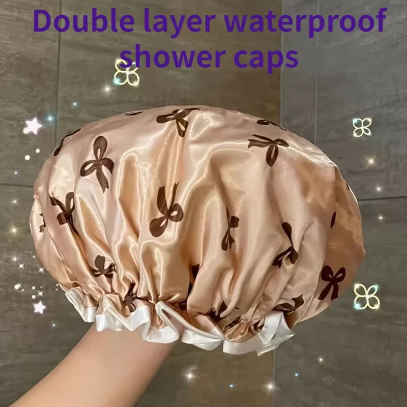 WATERPROOF DOUBLE-LAYER SHOWER CAP-REUSABLE HAIR PROTECTION