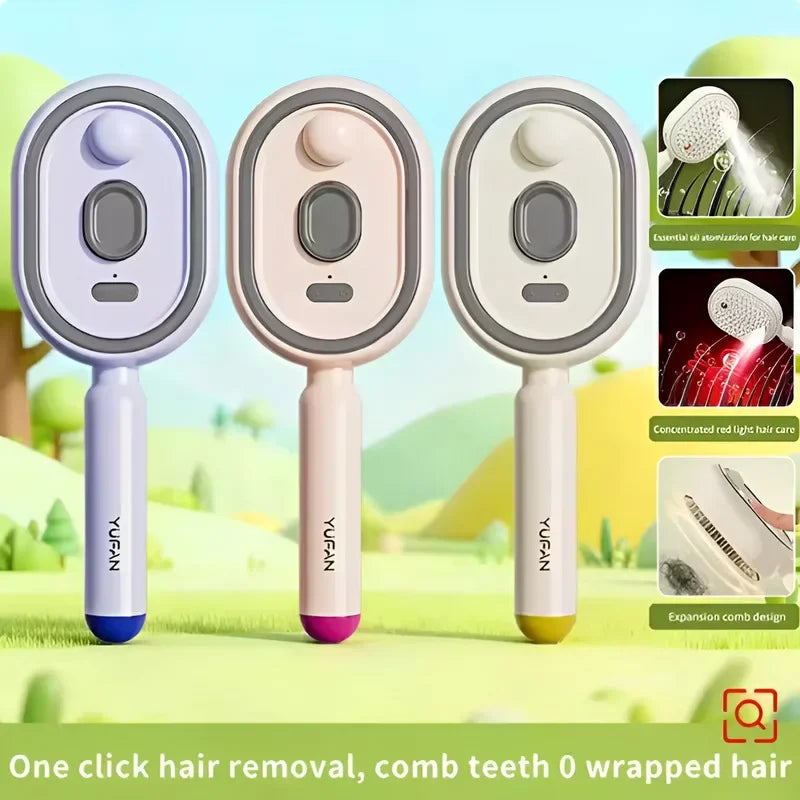 Electric Spray Hair Brush 2-In-1 Misting Hair Brush with Water Spray Reduce Frizz Anti-Static Retractable Steam Massage Comb