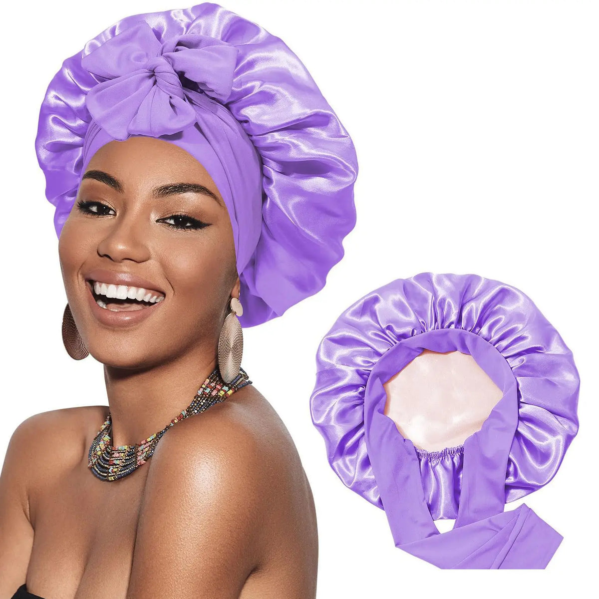 REVERSIBLE DOUBLE -LAYER SATIN SLEEPING BONNETS